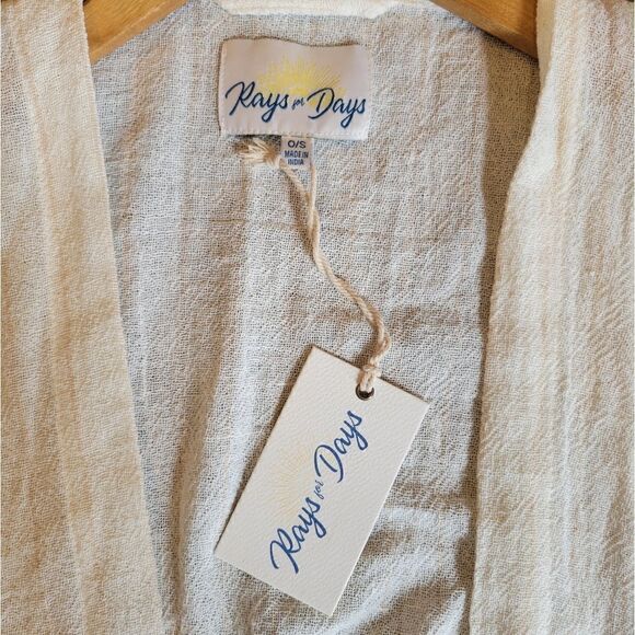 NWT RAYS FOR DAYS  THE COCO CABANA SWIM COVERUP KIMONO WITH FRINGE OS - Picture 7 of 11